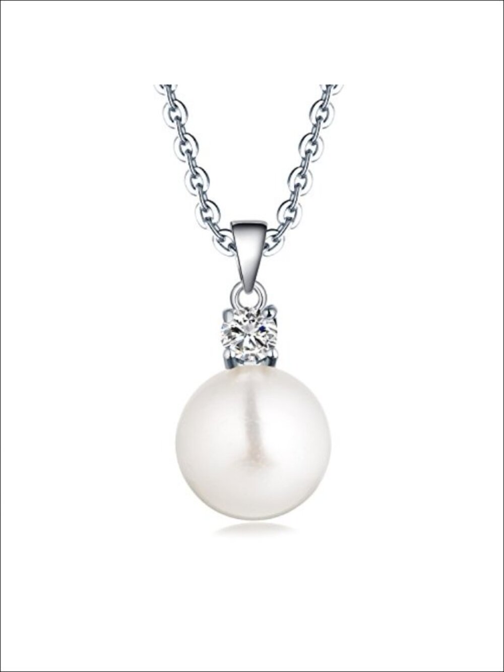 925 Sterling Silver Freshwater Cultured Pearl Pendant Necklace 10mm White Gold
